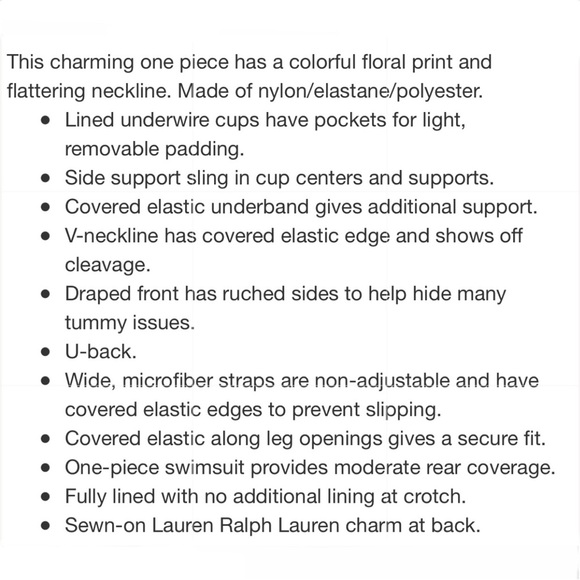 RALPH LAUREN Jacobean 1 pc Swimsuit 🏄🏻‍♀️🏄🏻‍♀️ - Picture 15 of 16